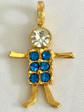 Vintage KIS Blue Birthstone Brat Boy Charm for December EUC